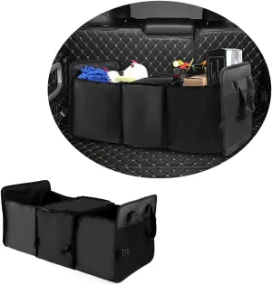 Collapsible Trunk Organizer for Car,3 Compartments Insulation Car Trunk Organizer Storage with Folding Buckle&Handles,Portable Car Accessories Trunk Organizer for SUV RV Car