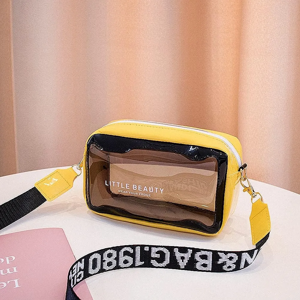 Colorful Clarity Handbags Stadium Approved Small Crossbody Purse for Women Transparent Clear Plastic Bags