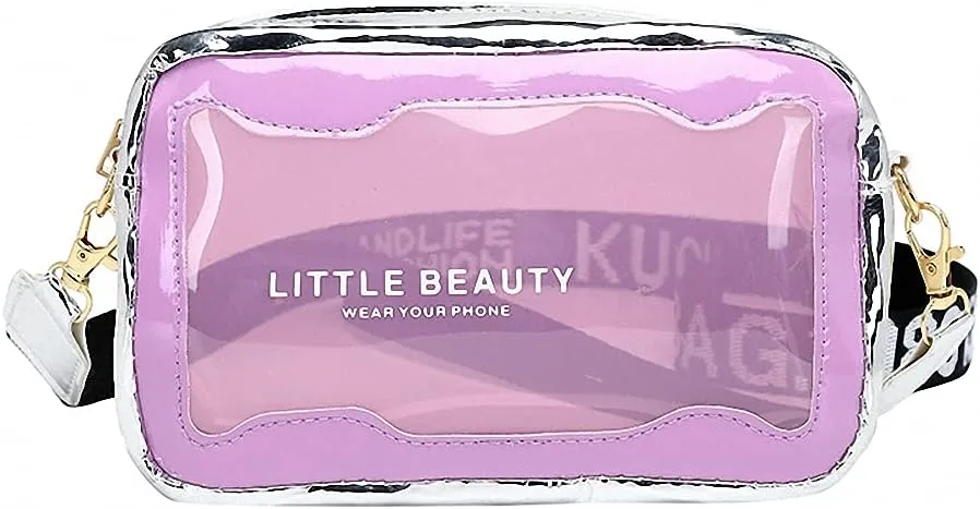 Colorful Clarity Handbags Stadium Approved Small Crossbody Purse for Women Transparent Clear Plastic Bags