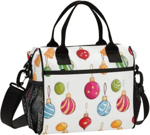 Colorful Deco Balls Lunch Tote with Shoulder Strap Lunch Boxes for Women Food Bag for Work Size S bolsa almuerzo para mujer
