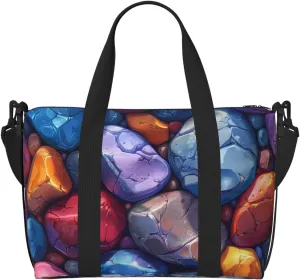 Colorful pebbles print Travel Duffel Bag, Sports Tote Gym Bag, Swim Pool Bag Large Shoulder Tote Bag for Beach Weekender