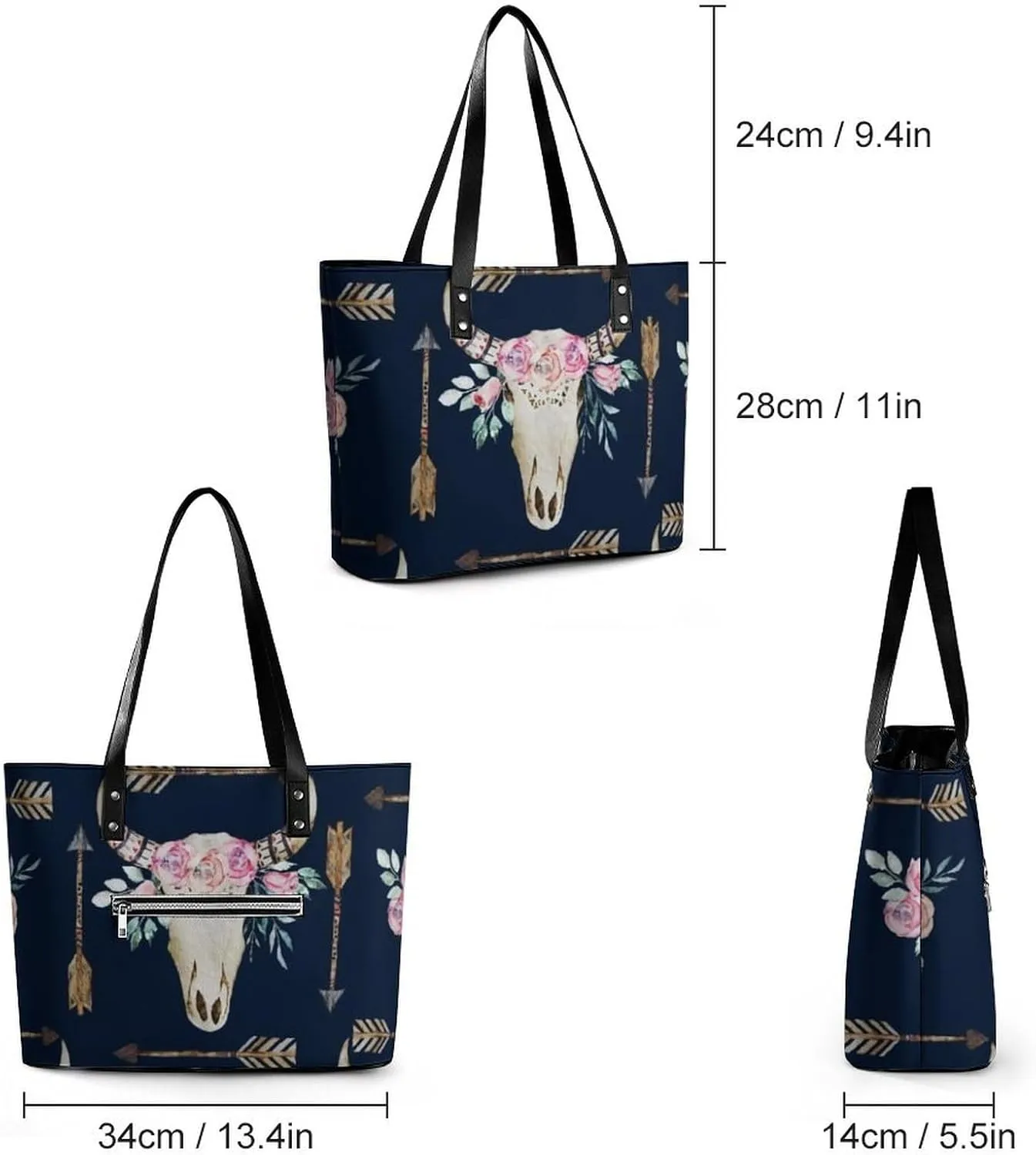 Colorful Print Large Capacity Portable Leather Handbag