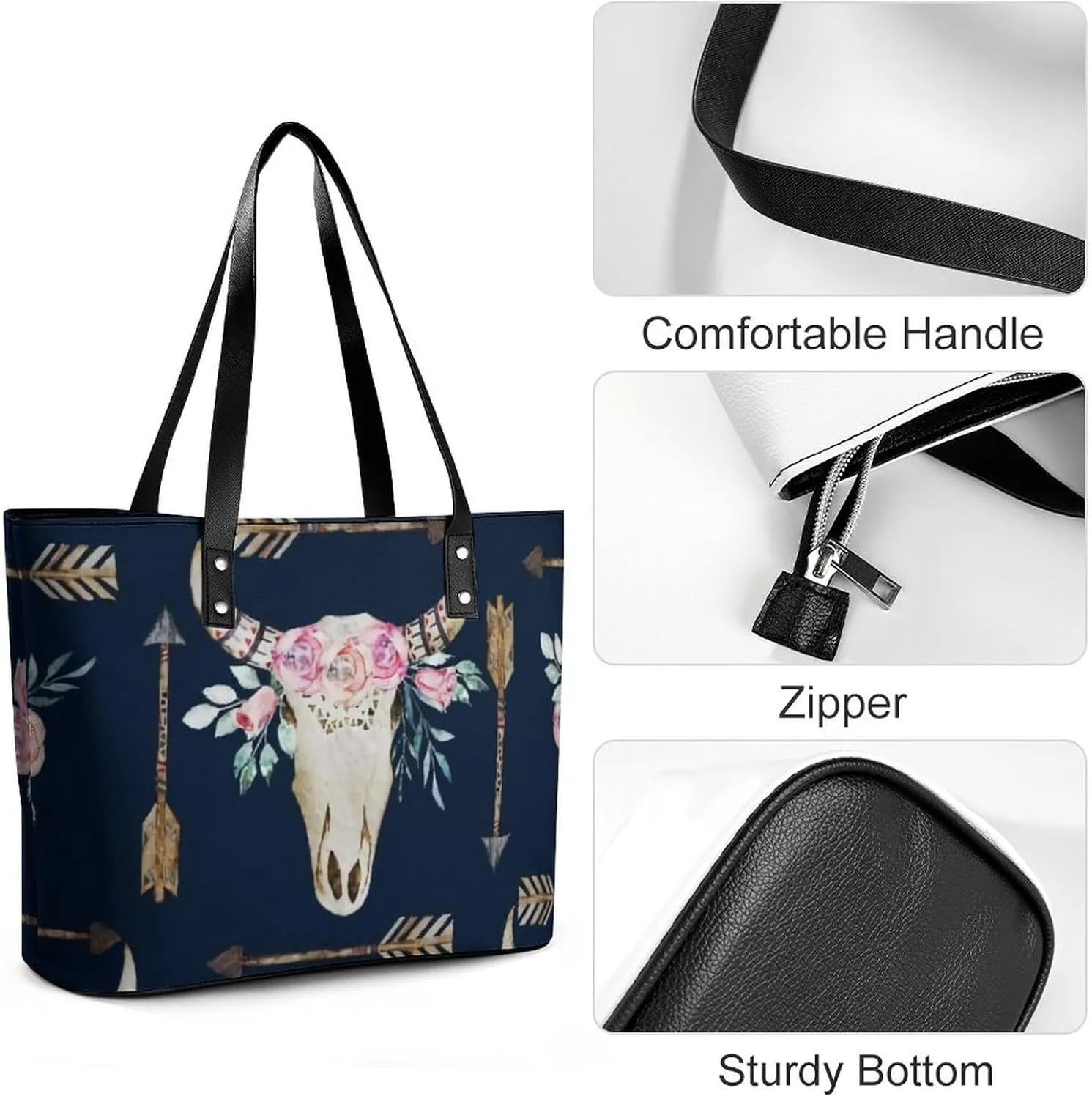 Colorful Print Large Capacity Portable Leather Handbag