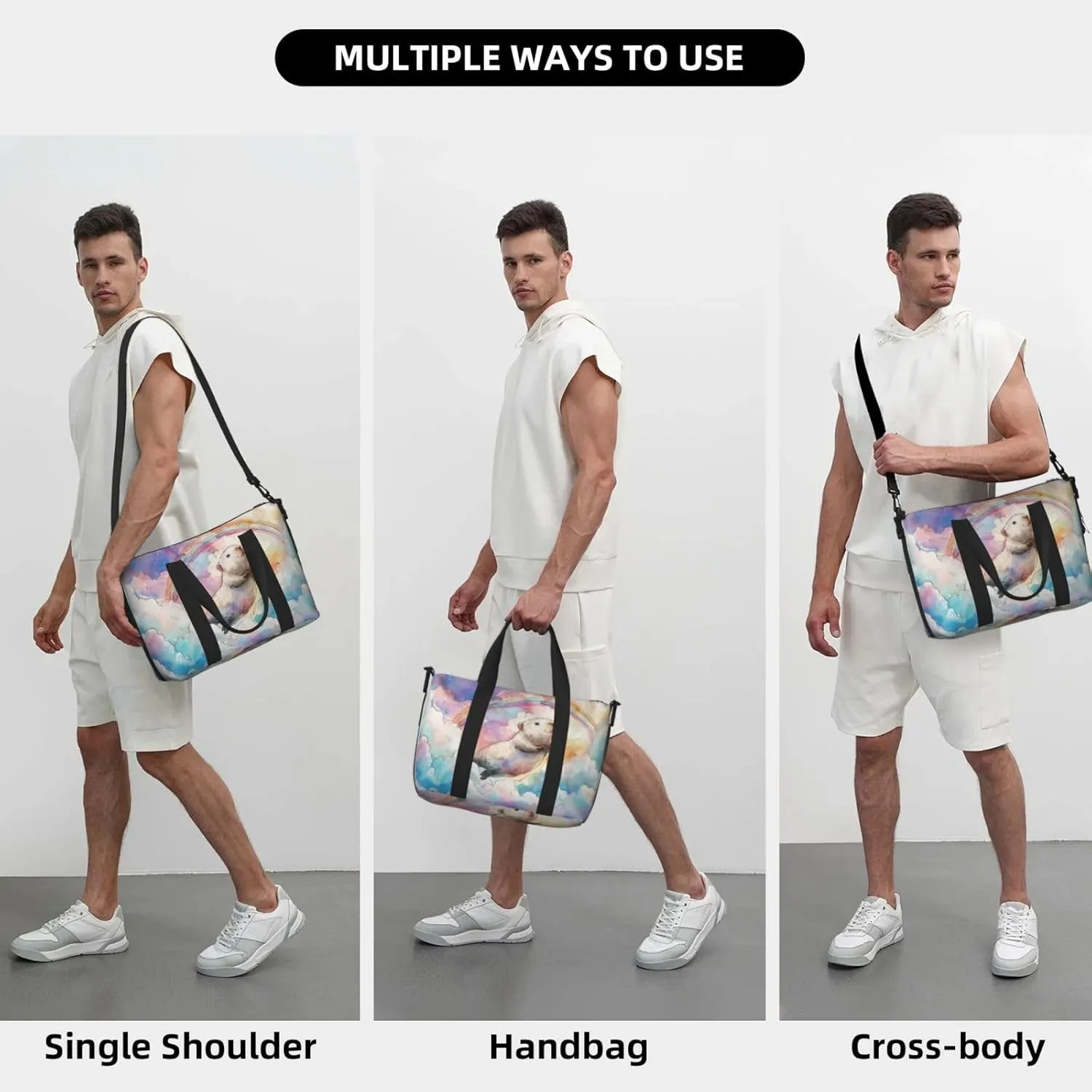 colorful print Travel Duffel Bag, Sports Tote Gym Bag, Swim Pool Bag Large Shoulder Tote Bag for Beach Weekender