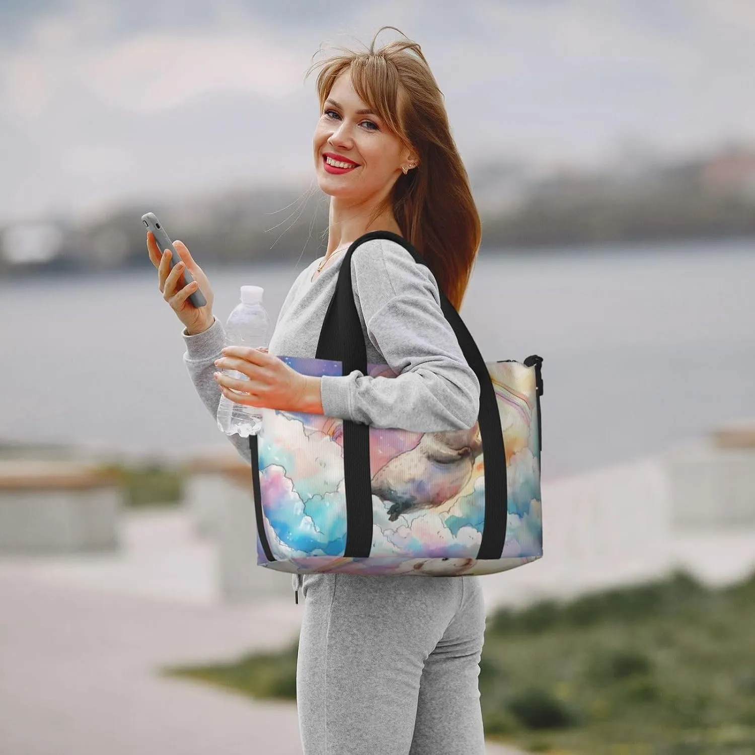 colorful print Travel Duffel Bag, Sports Tote Gym Bag, Swim Pool Bag Large Shoulder Tote Bag for Beach Weekender