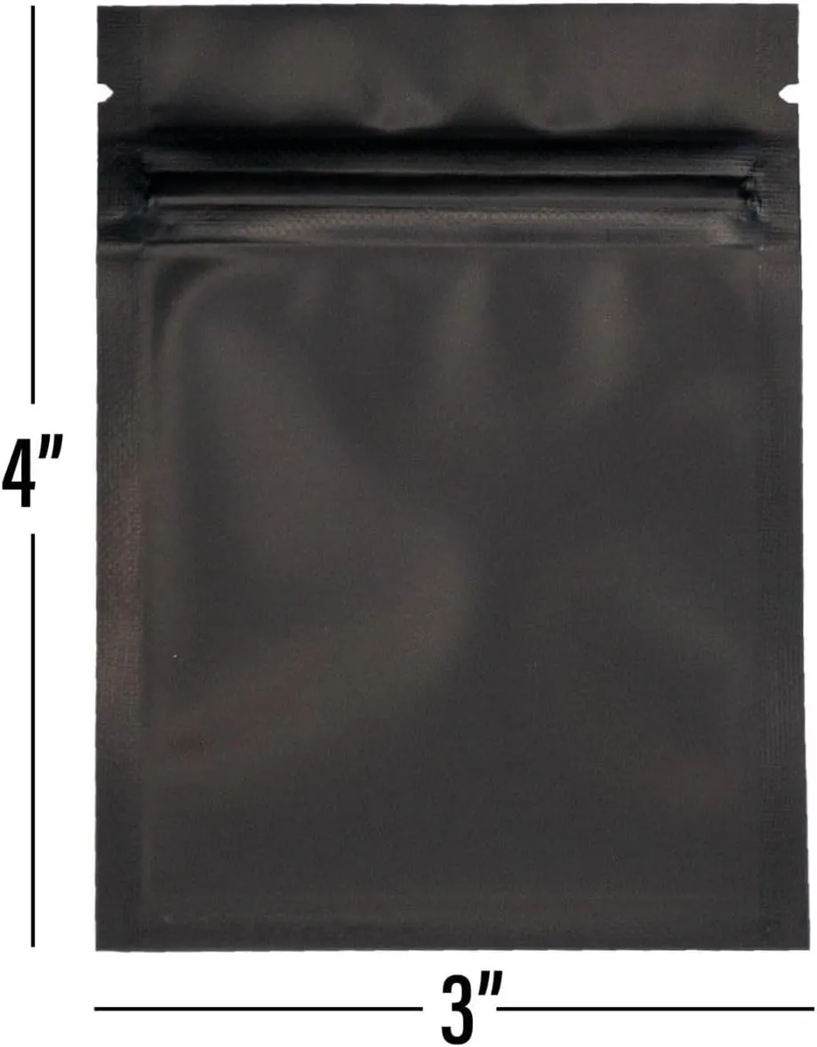 COLSEN Smell Proof Resealable Bags - Matte Black Mylar Bag 3x4 Inches (1oz) Strong Zipper Seal Pouch for Food Storage, Candy, Snacks, Jewelry, Pills, Party Favors Packaging (100pack)