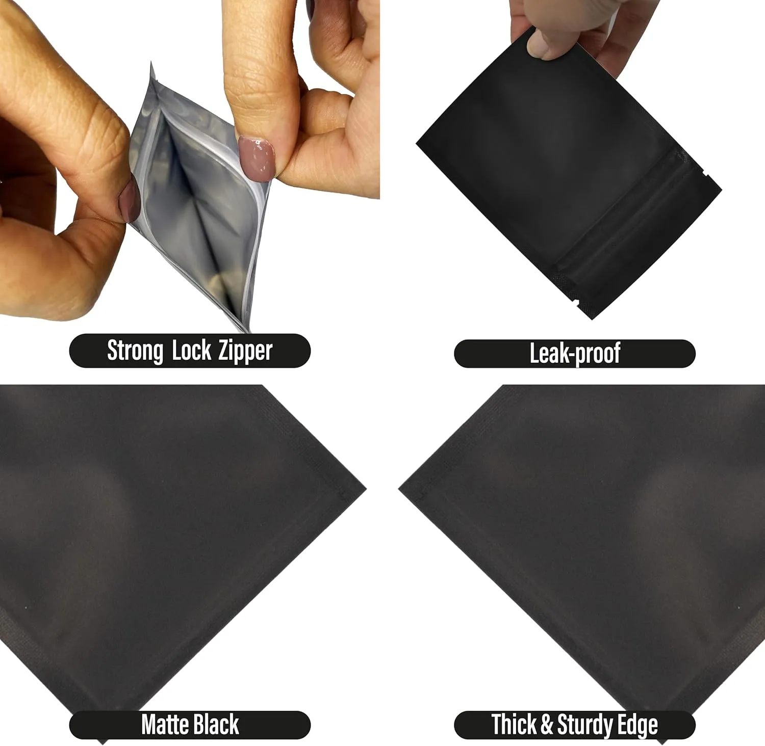 COLSEN Smell Proof Resealable Bags - Matte Black Mylar Bag 3x4 Inches (1oz) Strong Zipper Seal Pouch for Food Storage, Candy, Snacks, Jewelry, Pills, Party Favors Packaging (100pack)