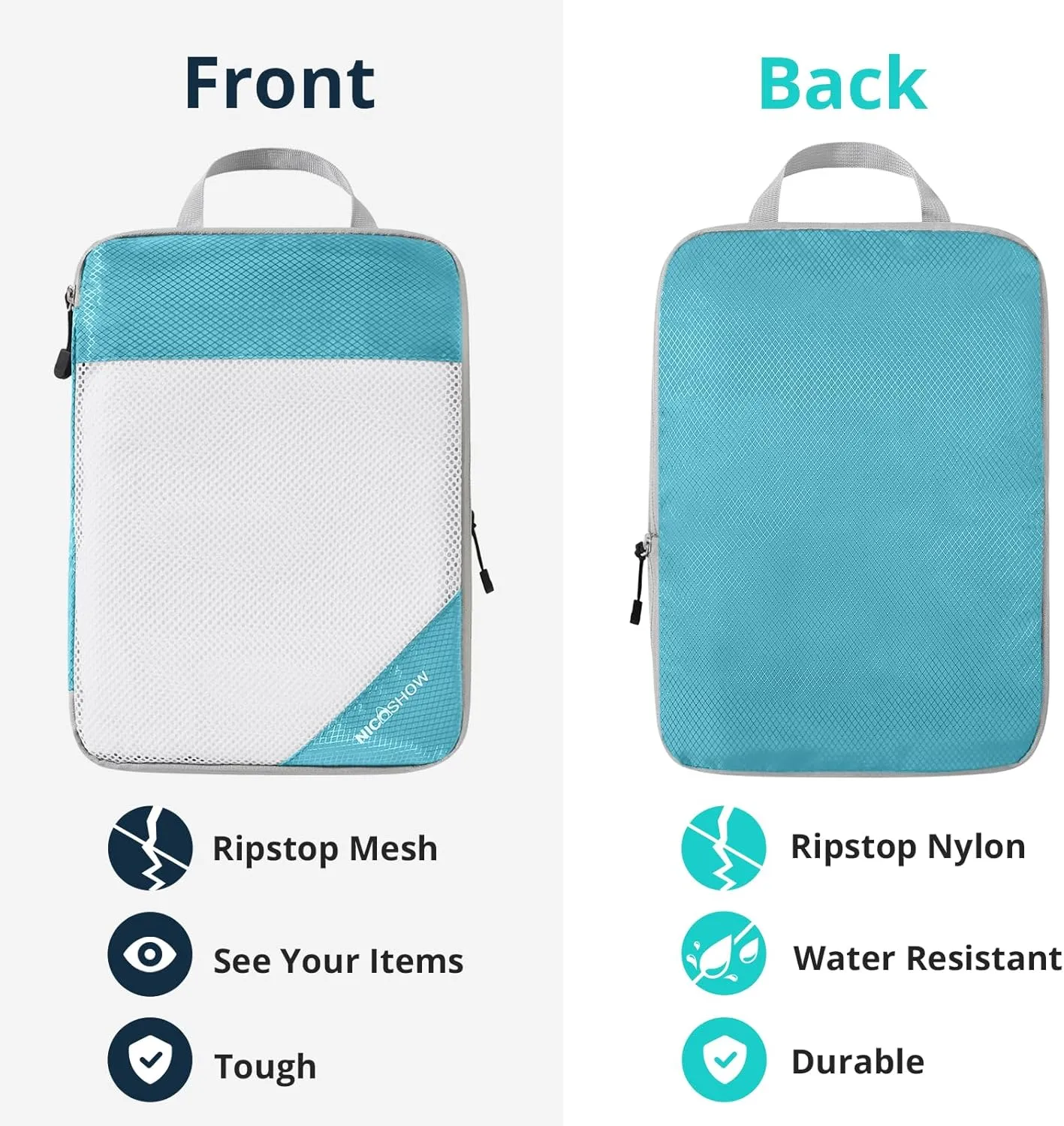 Compression Packing Cubes 3 Set, Compressible Space-Saving Packing Cubes for Travel - Compression Bags, Luggage Organizer, Travel Essentials for Women, Teal