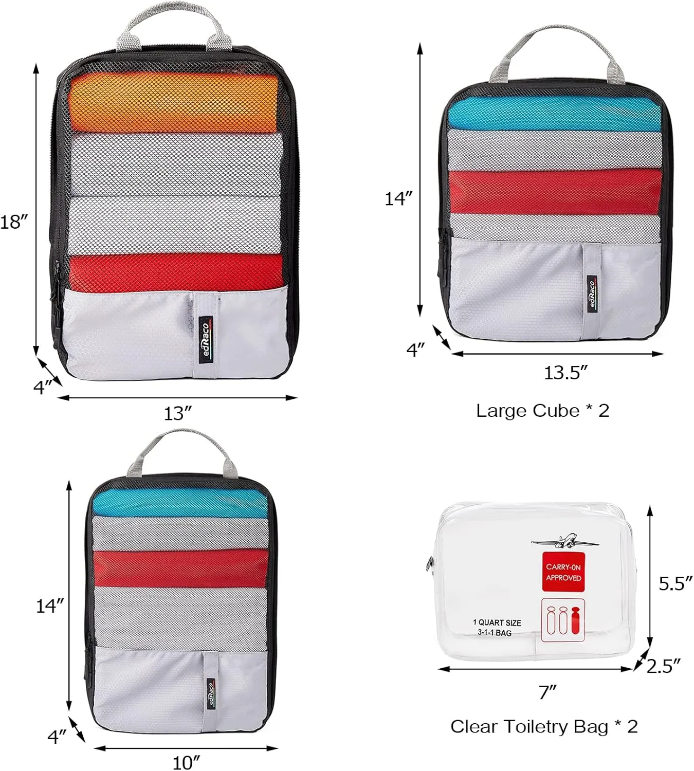 Compression Packing Cubes, 6 Pcs/Set Packing Organizers for Travel, Expandable Luggage Organizer with Toiletry Bag