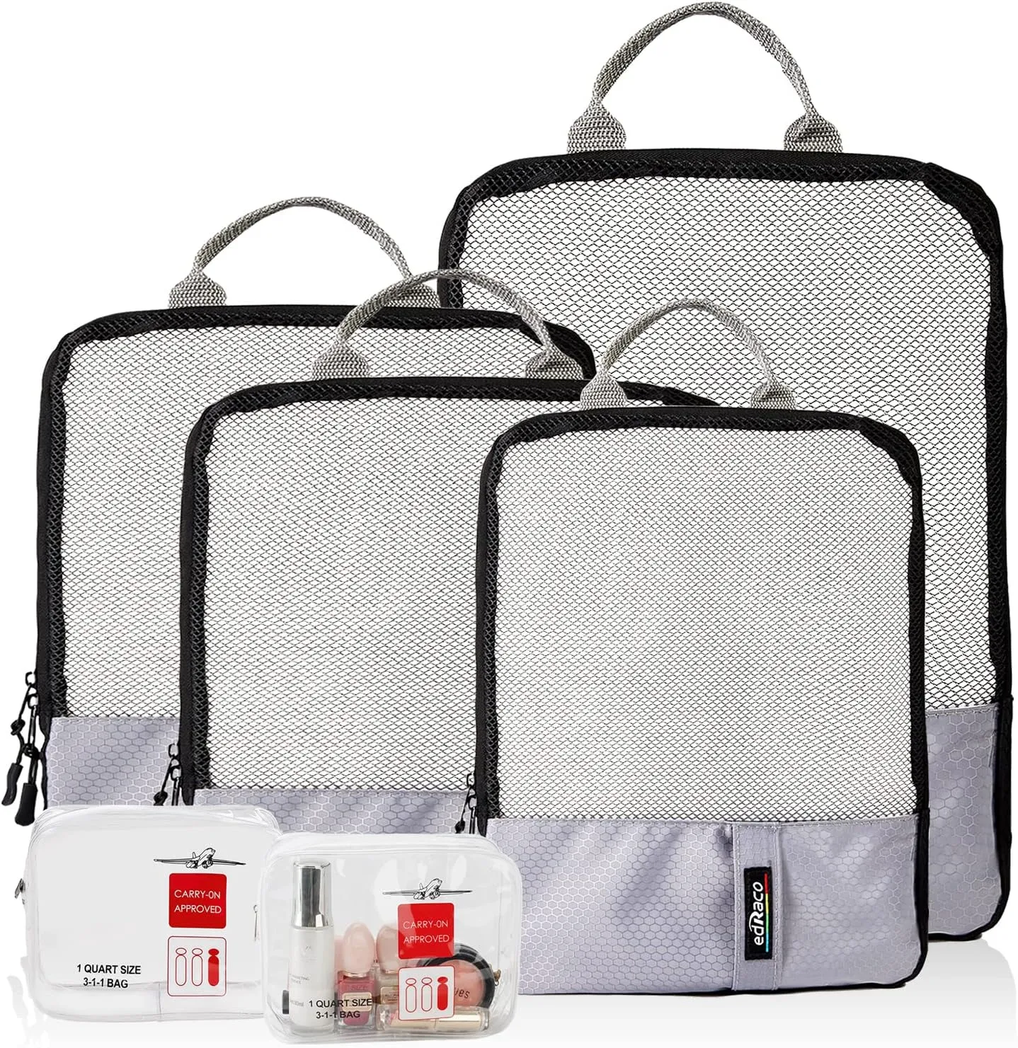 Compression Packing Cubes, 6 Pcs/Set Packing Organizers for Travel, Expandable Luggage Organizer with Toiletry Bag