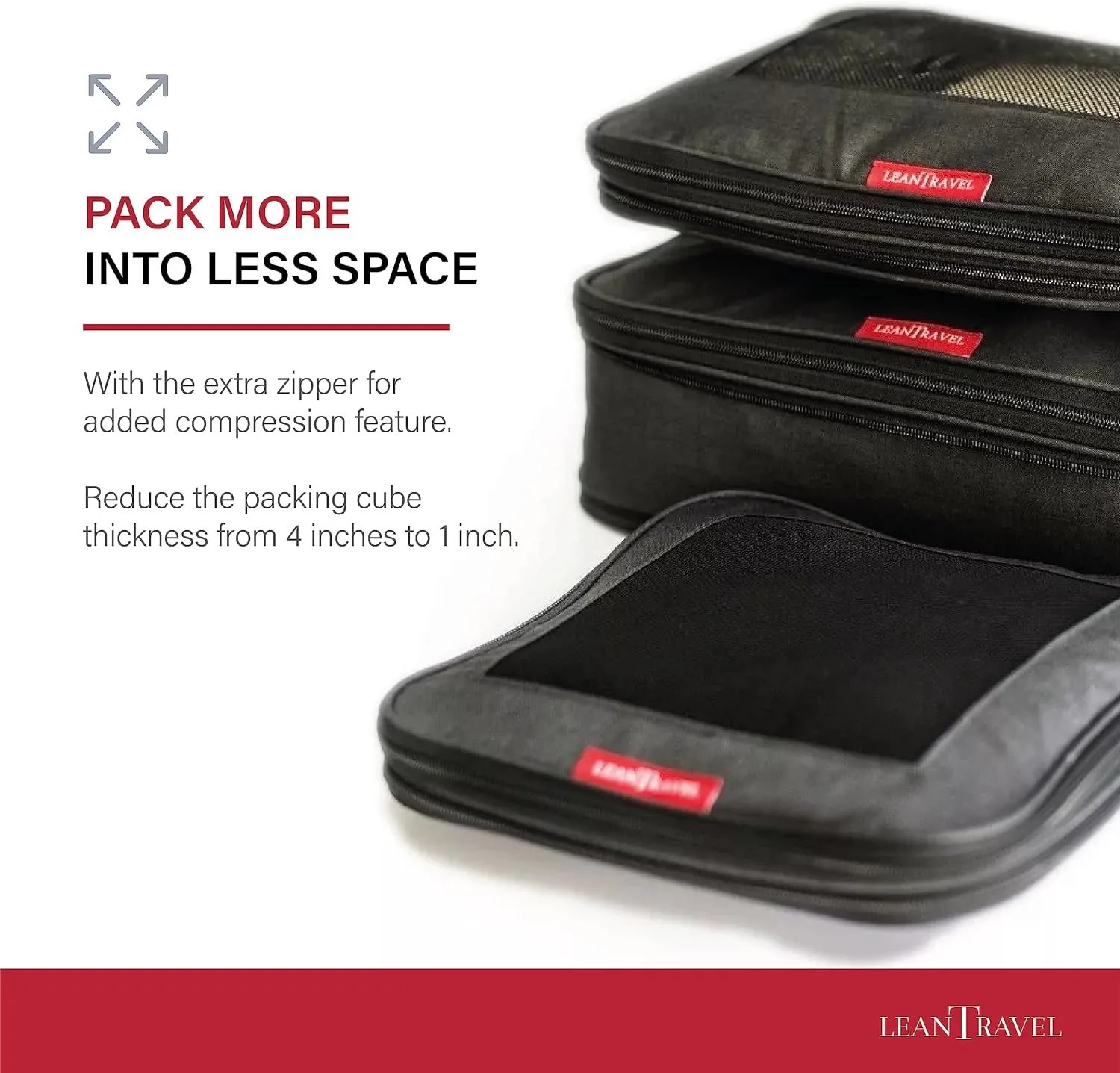 Compression Packing Cubes for Travel Organizers with Double Zipper, LeanTravel