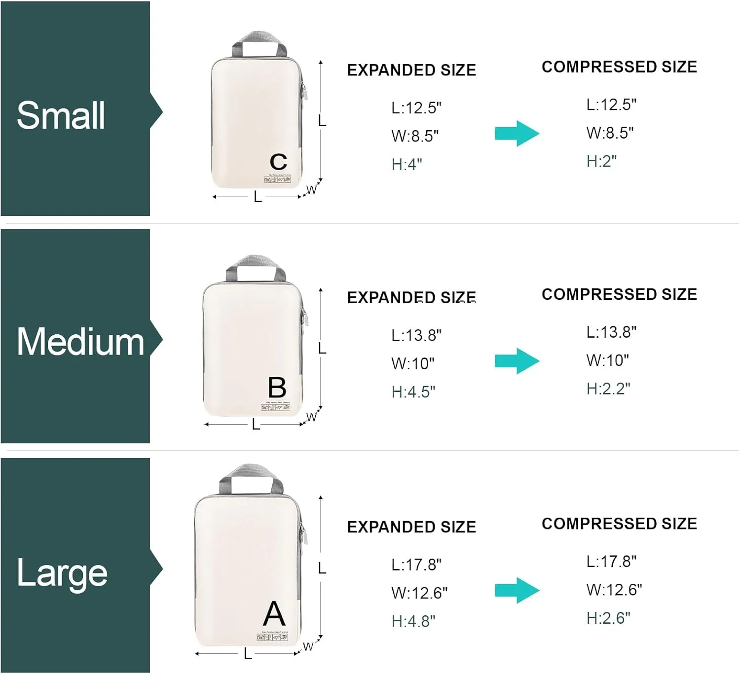 Compression Packing Cubes for Travell - Premium 368D Fabric Packing Cubes with Smooth Zippers, Space-Saving Compression Bags for Travell, Luggage Organizers for Clothes, Shoes, and Accessories
