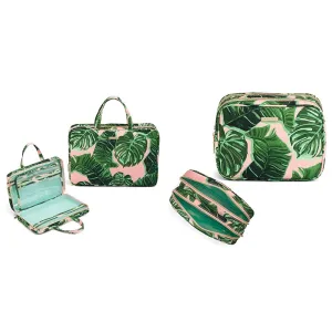 Conair 2 Piece Tropical Palm Leaf Print Weekender Bag Set With Clear Pencil Case Makeup Bag