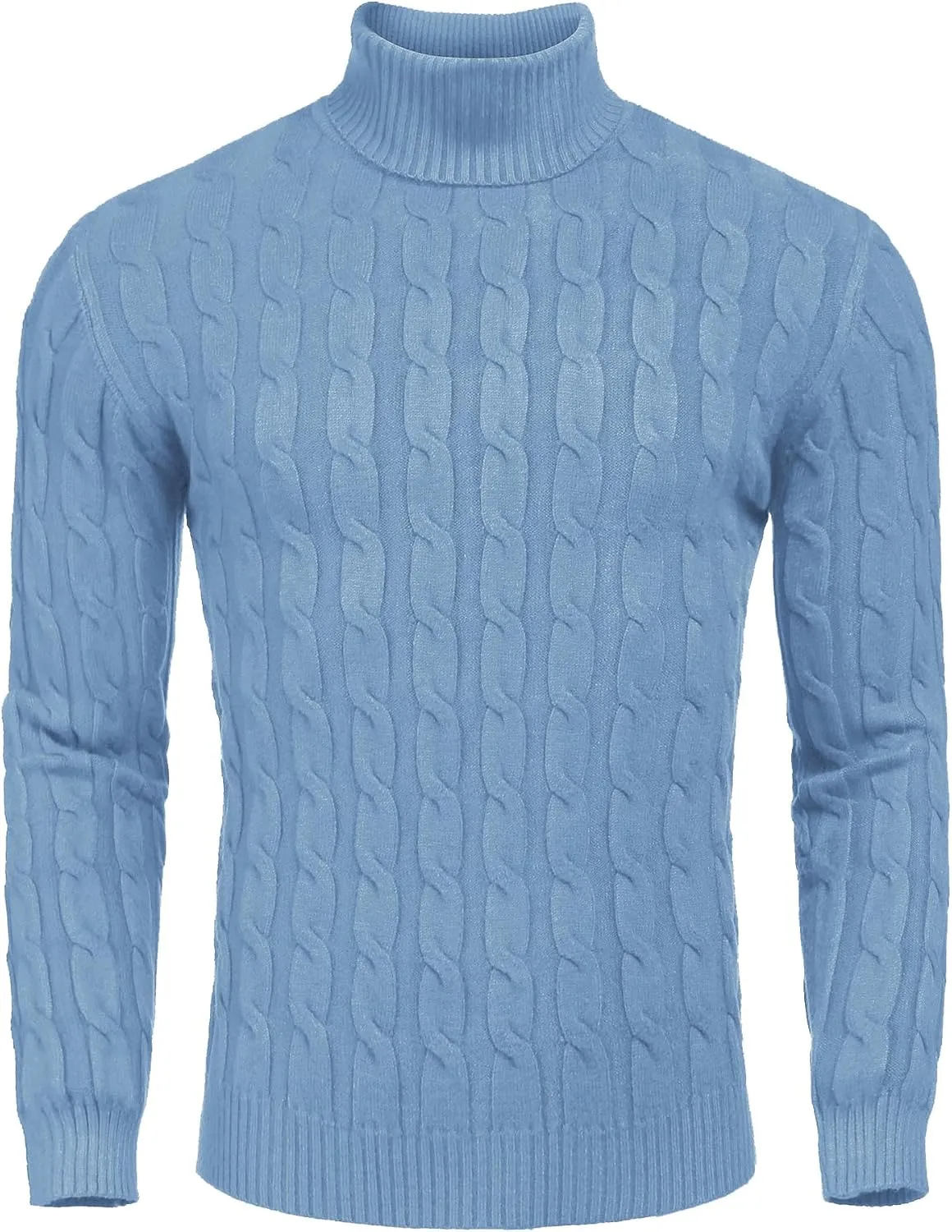 COOFANDY Men's Slim Fit Turtleneck Sweater Casual Twisted Knitted Pullover Sweaters