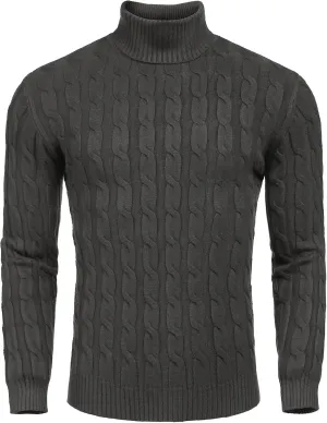 COOFANDY Men's Slim Fit Turtleneck Sweater Casual Twisted Knitted Pullover Sweaters