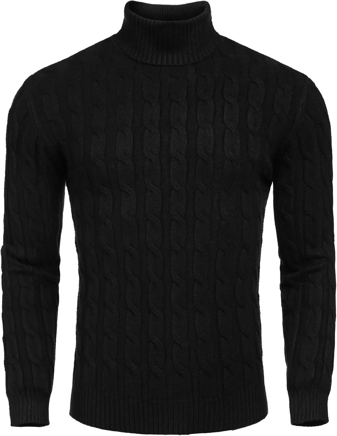 COOFANDY Men's Slim Fit Turtleneck Sweater Casual Twisted Knitted Pullover Sweaters