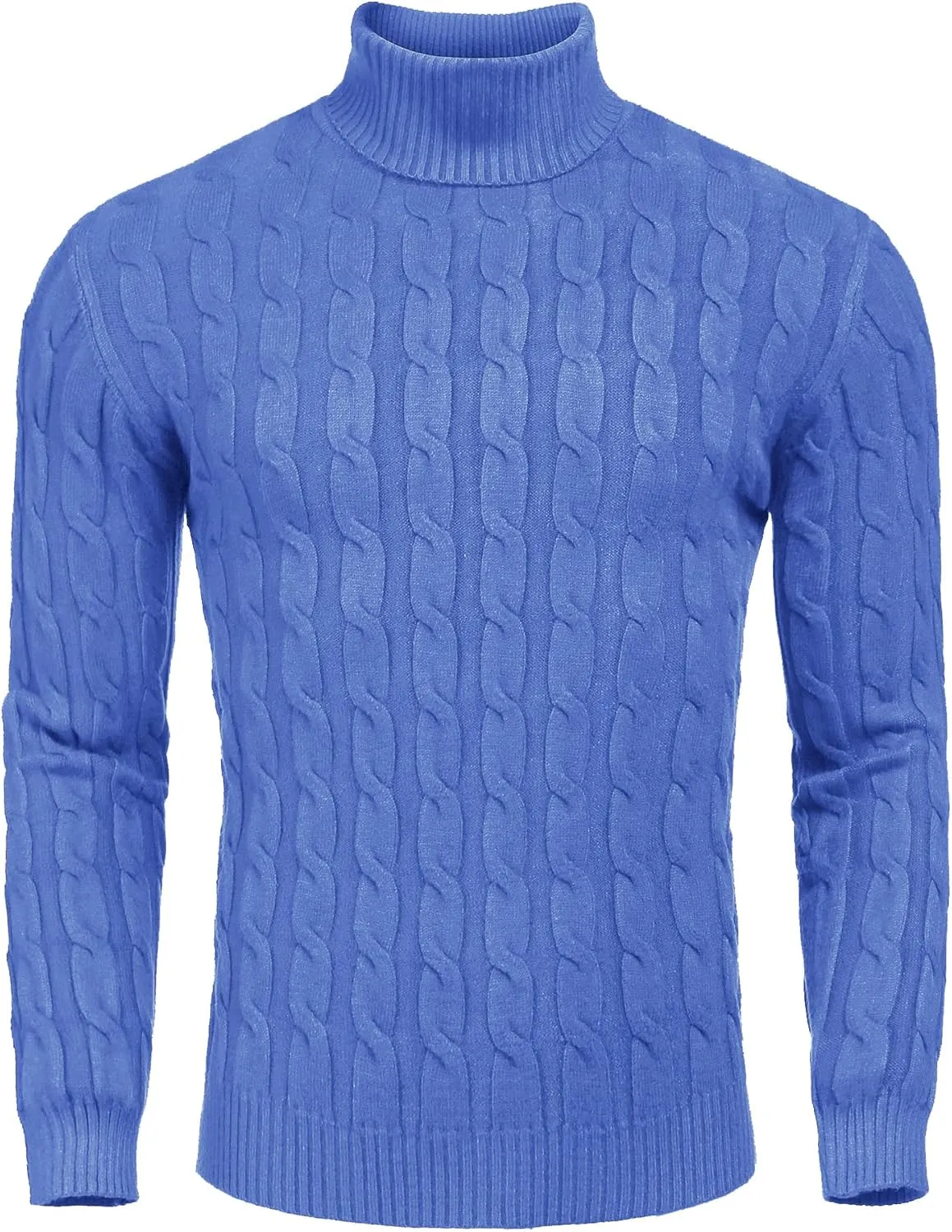 COOFANDY Men's Slim Fit Turtleneck Sweater Casual Twisted Knitted Pullover Sweaters