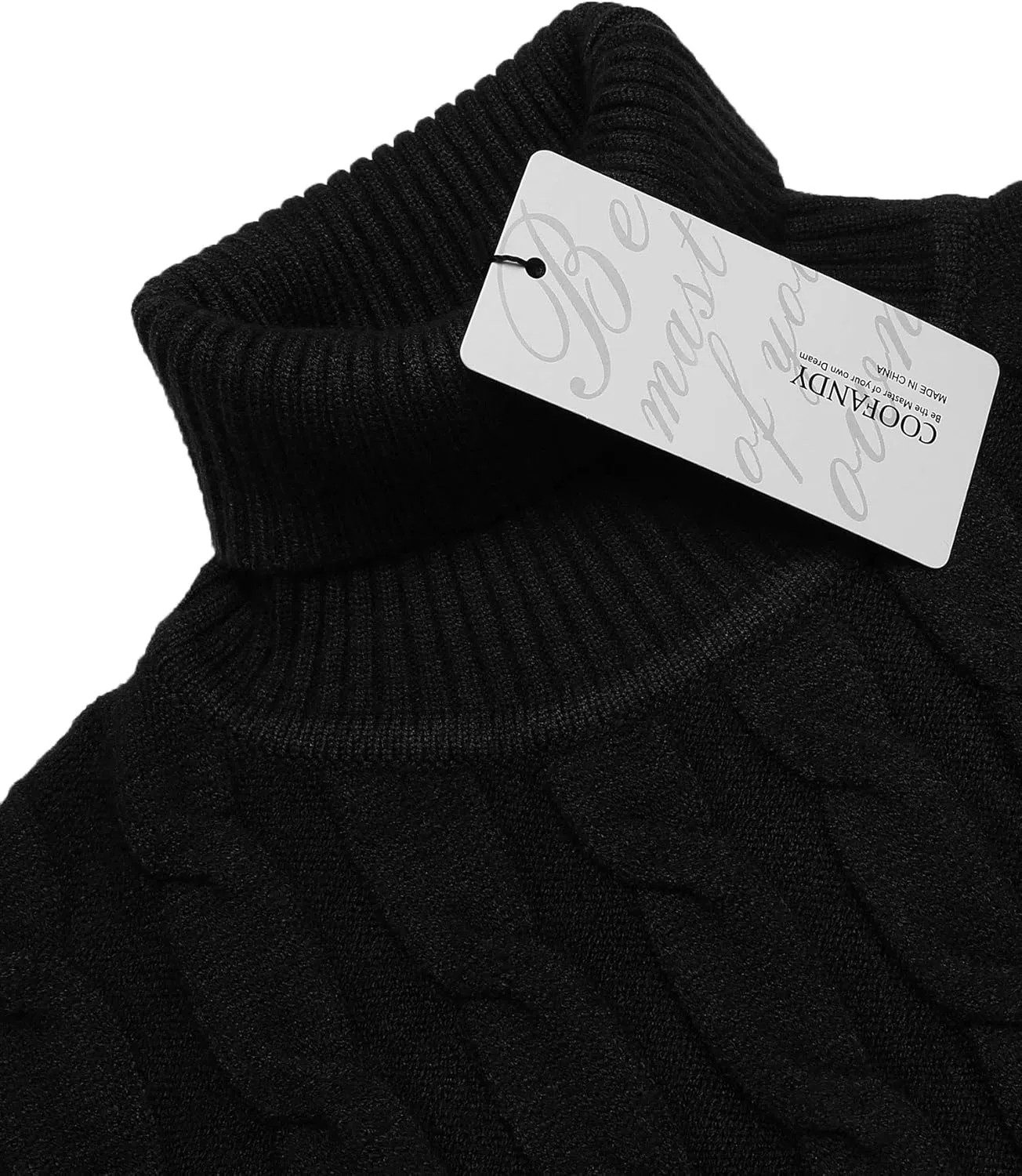 COOFANDY Men's Slim Fit Turtleneck Sweater Casual Twisted Knitted Pullover Sweaters