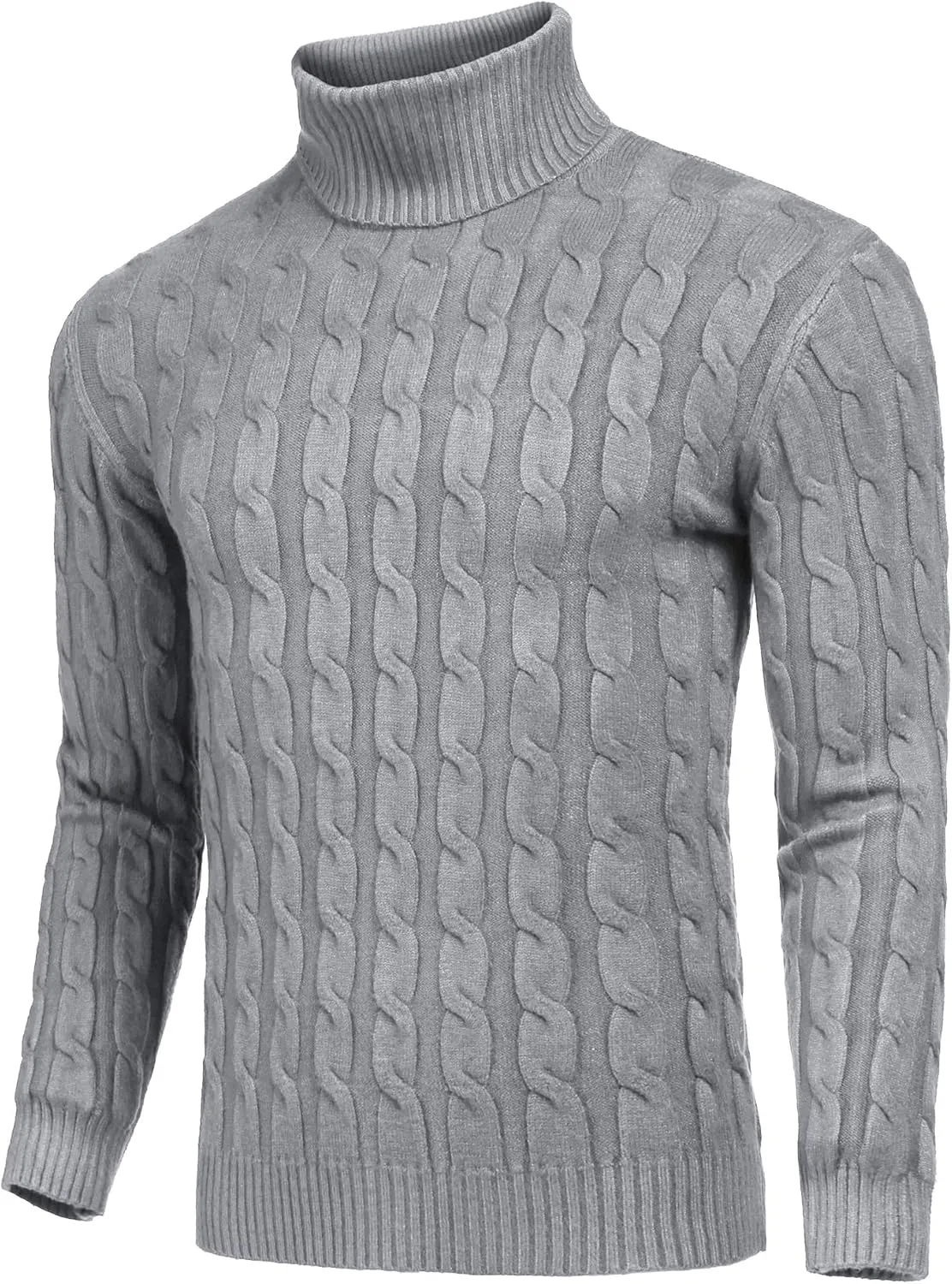 COOFANDY Men's Slim Fit Turtleneck Sweater Casual Twisted Knitted Pullover Sweaters