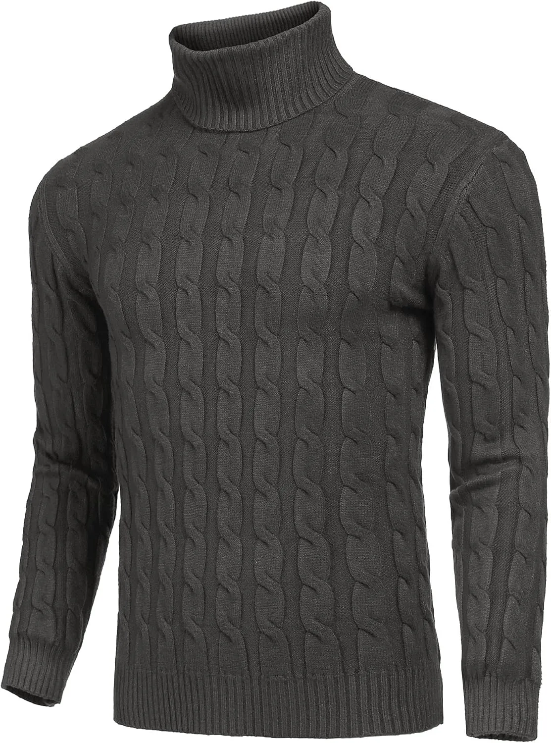 COOFANDY Men's Slim Fit Turtleneck Sweater Casual Twisted Knitted Pullover Sweaters