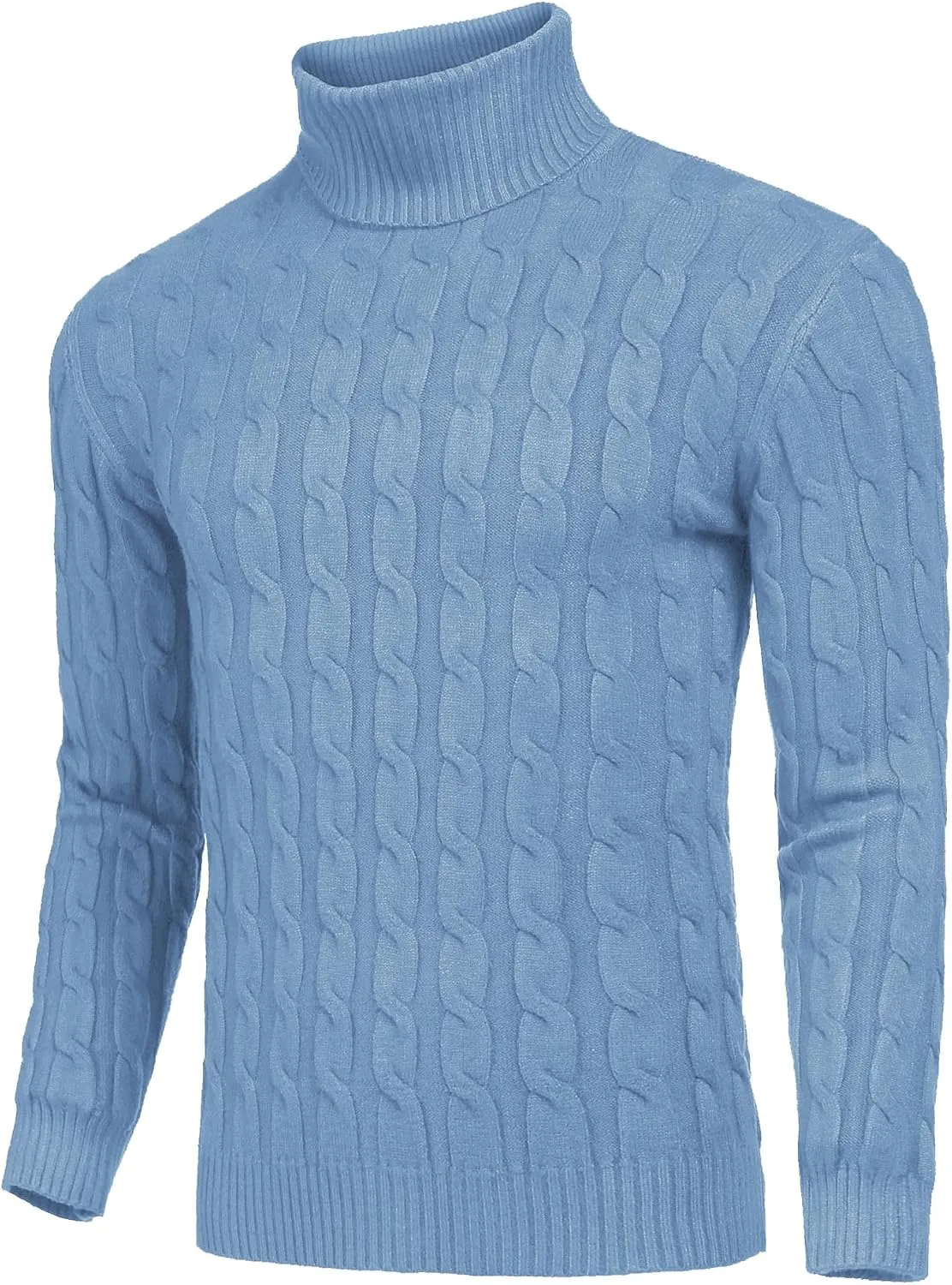 COOFANDY Men's Slim Fit Turtleneck Sweater Casual Twisted Knitted Pullover Sweaters