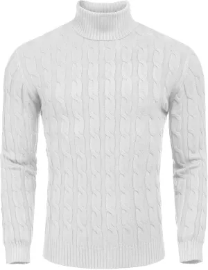 COOFANDY Men's Slim Fit Turtleneck Sweater Casual Twisted Knitted Pullover Sweaters