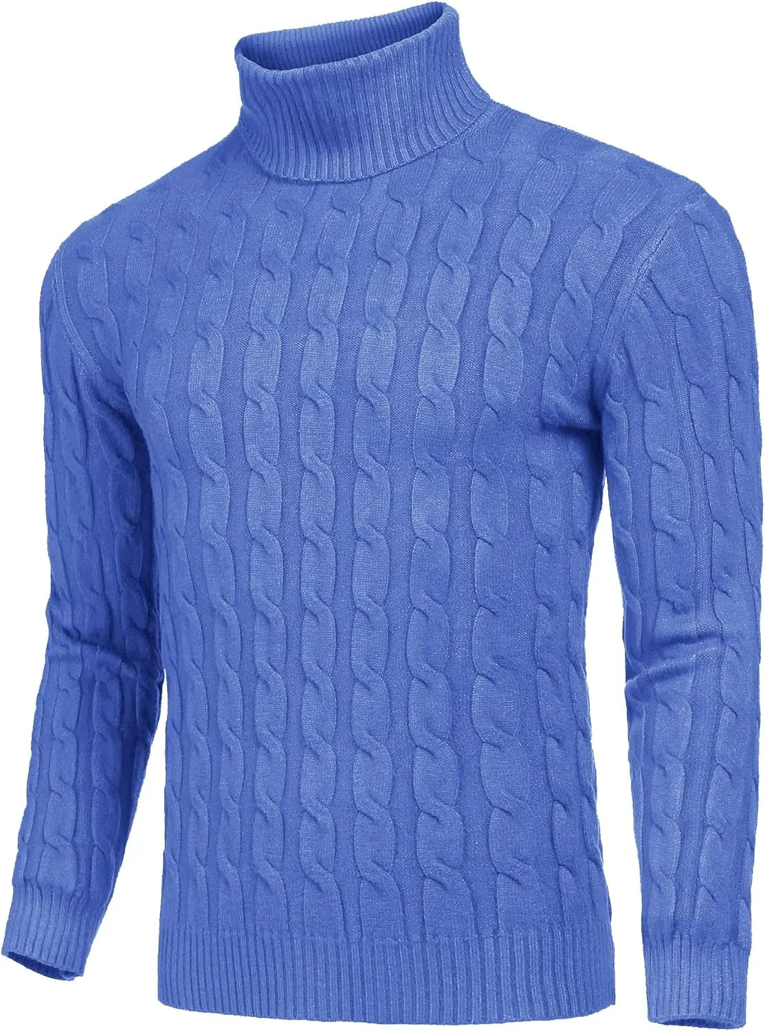 COOFANDY Men's Slim Fit Turtleneck Sweater Casual Twisted Knitted Pullover Sweaters