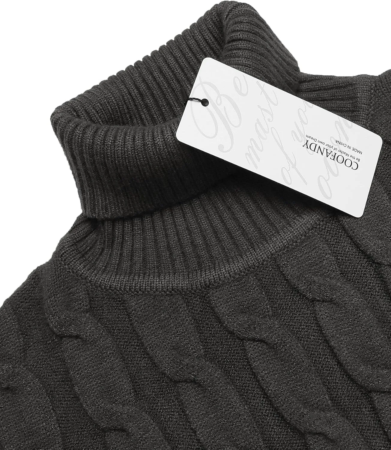 COOFANDY Men's Slim Fit Turtleneck Sweater Casual Twisted Knitted Pullover Sweaters