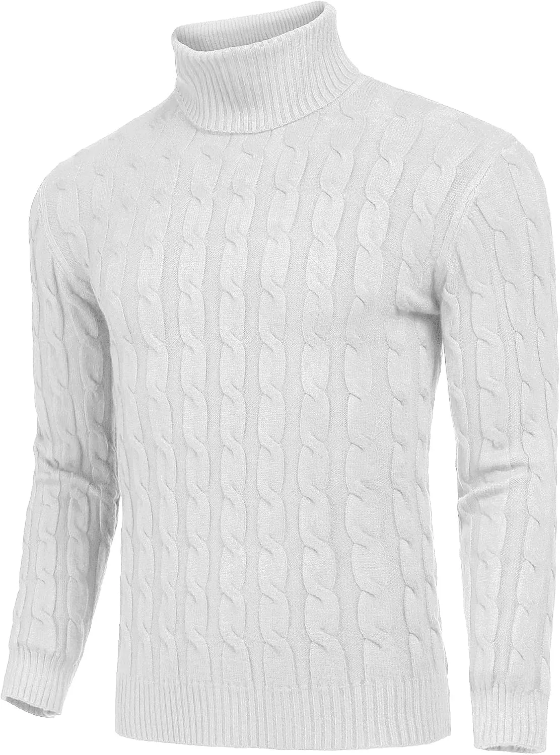 COOFANDY Men's Slim Fit Turtleneck Sweater Casual Twisted Knitted Pullover Sweaters