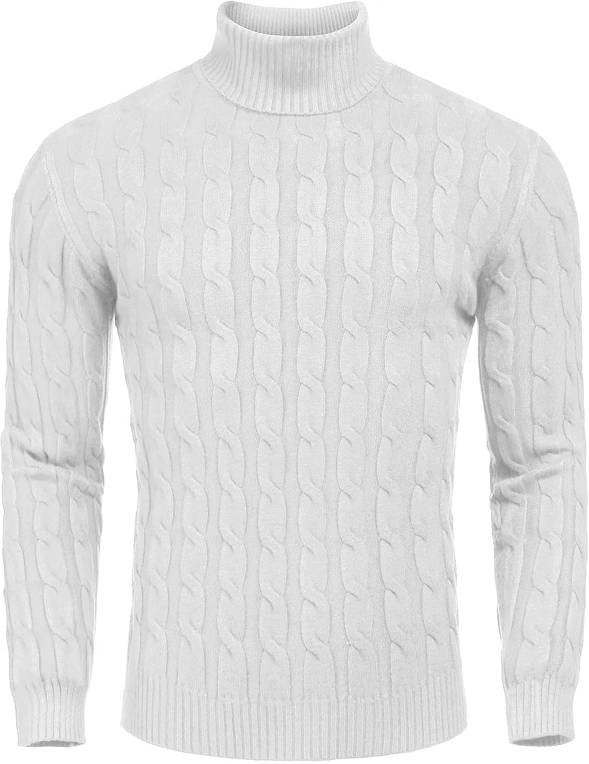 COOFANDY Men's Slim Fit Turtleneck Sweater Casual Twisted Knitted Pullover Sweaters