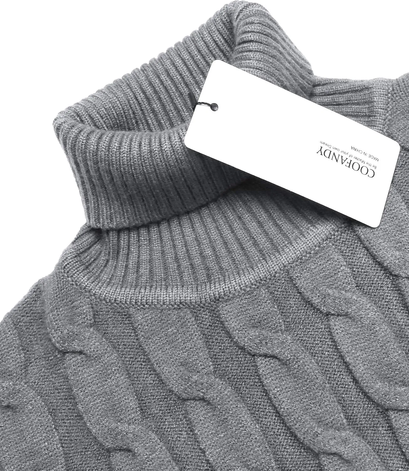COOFANDY Men's Slim Fit Turtleneck Sweater Casual Twisted Knitted Pullover Sweaters