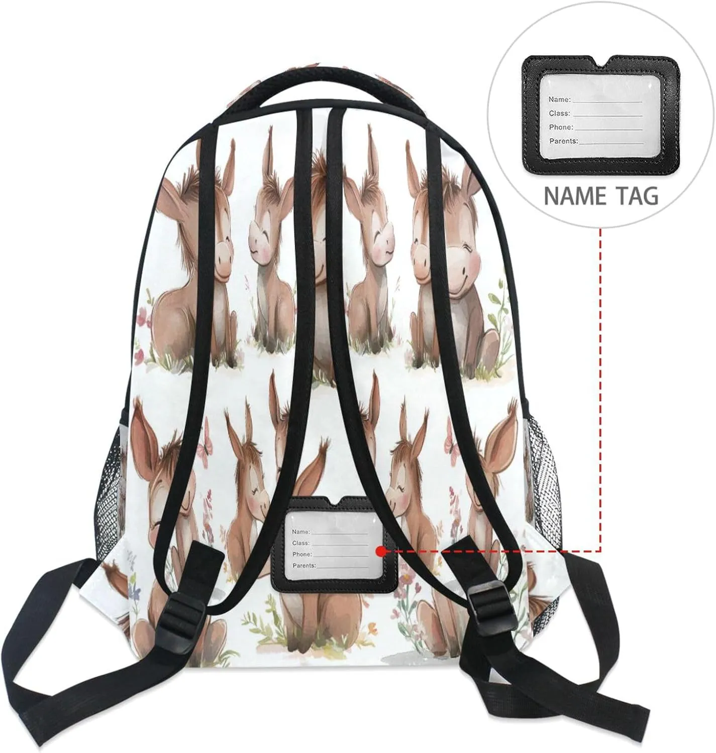 Cool Backpacks for Men Women Waterproof Diaper Bag Backpack with Chest Strap for College Work Cute Donkey White