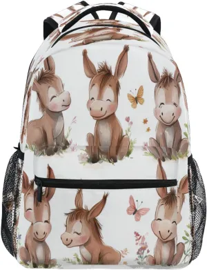 Cool Backpacks for Men Women Waterproof Diaper Bag Backpack with Chest Strap for College Work Cute Donkey White