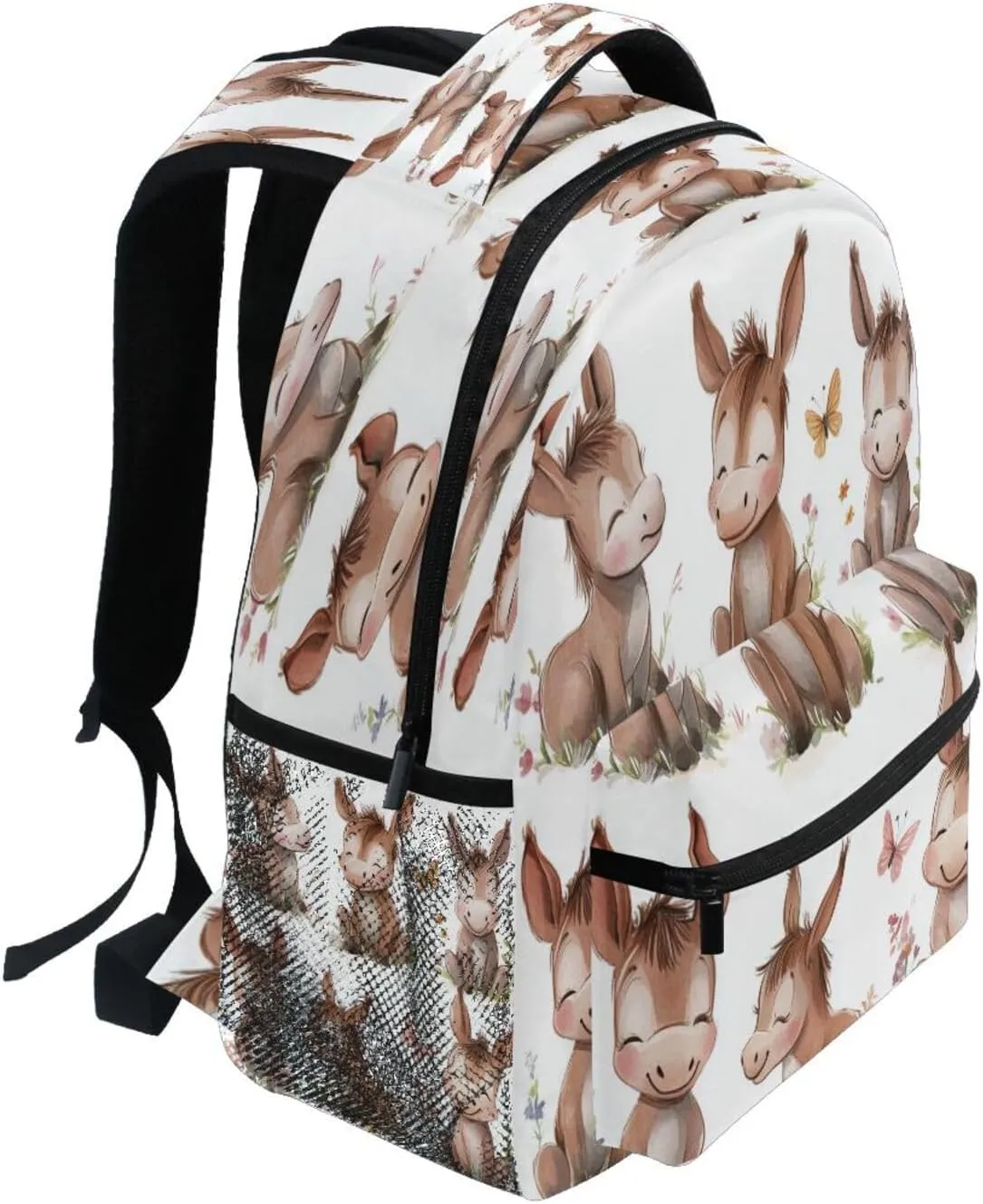 Cool Backpacks for Men Women Waterproof Diaper Bag Backpack with Chest Strap for College Work Cute Donkey White
