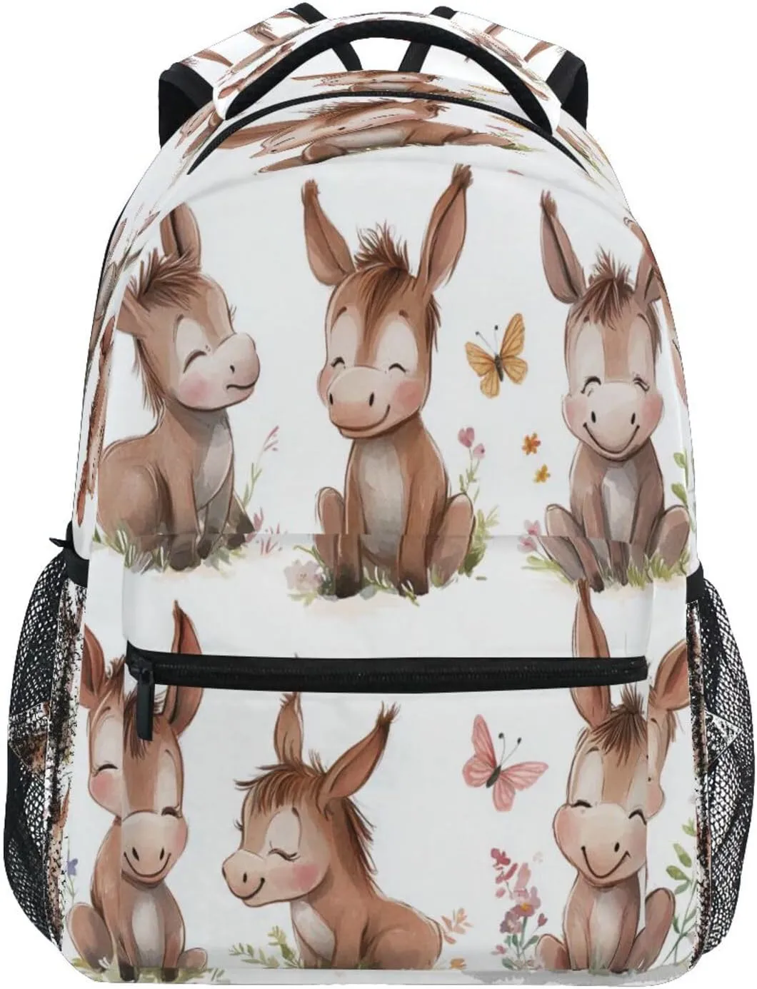 Cool Backpacks for Men Women Waterproof Diaper Bag Backpack with Chest Strap for College Work Cute Donkey White
