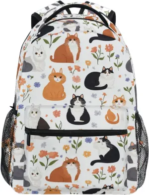Cool Backpacks for Teacher Nurse Waterproof Sports Backpack with Chest Strap Gift Men & Women Cartoon Cute Manx Cats White