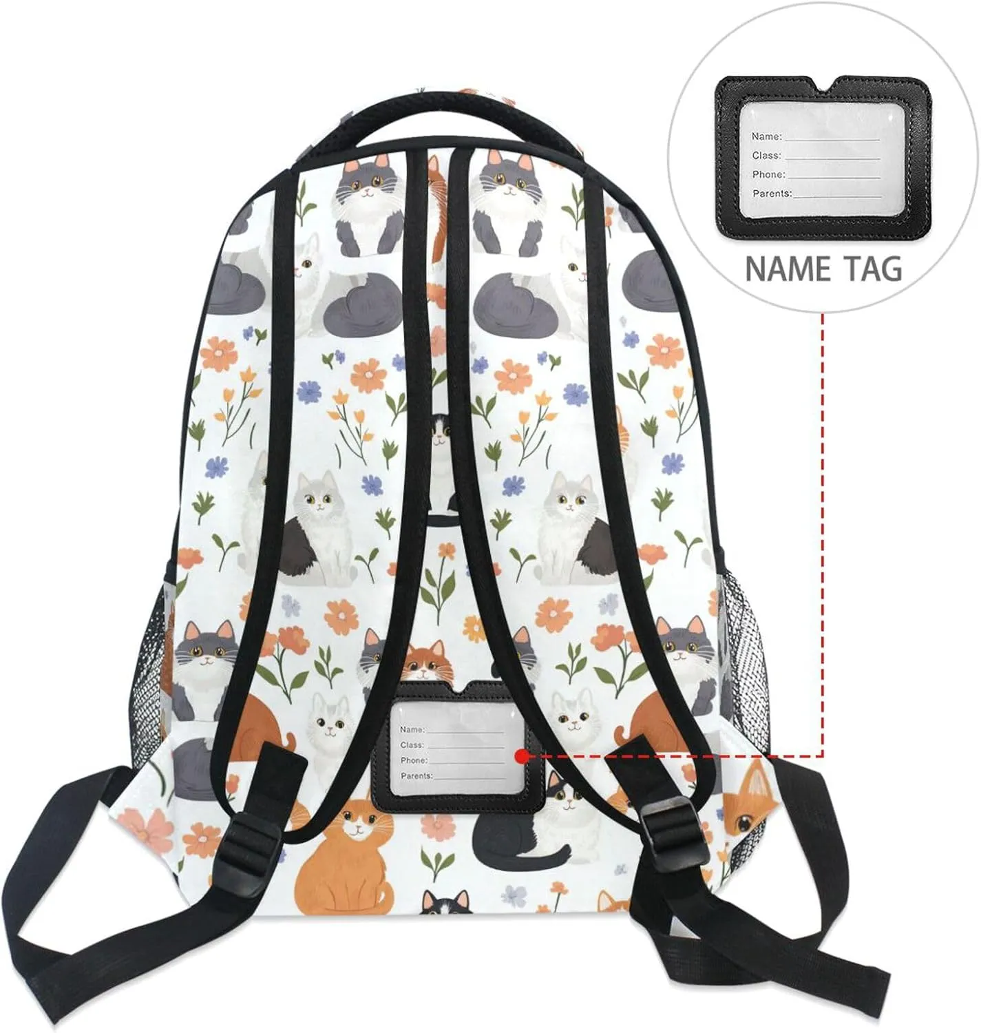 Cool Backpacks for Teacher Nurse Waterproof Sports Backpack with Chest Strap Gift Men & Women Cartoon Cute Manx Cats White