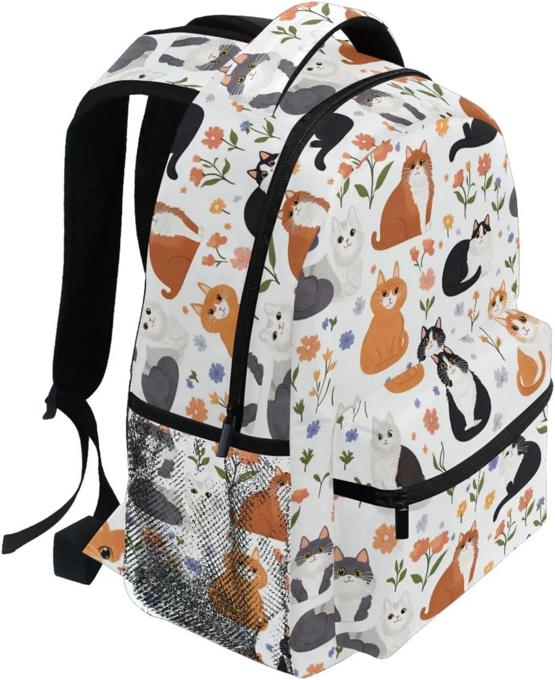 Cool Backpacks for Teacher Nurse Waterproof Sports Backpack with Chest Strap Gift Men & Women Cartoon Cute Manx Cats White