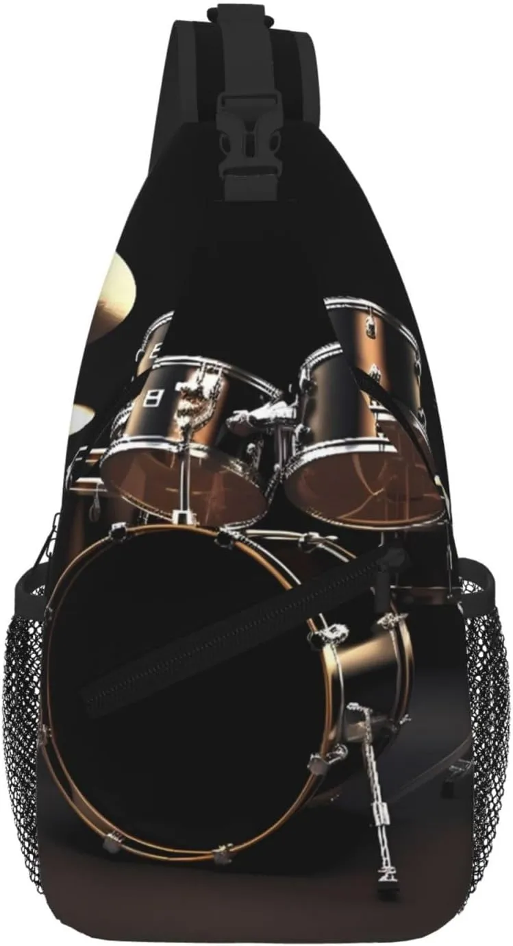 Cool Drum Set Sling Bag For Women Men Travel Hiking Backpack Crossbody Shoulder Chest Bags Casual Daypack