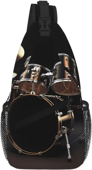 Cool Drum Set Sling Bag For Women Men Travel Hiking Backpack Crossbody Shoulder Chest Bags Casual Daypack