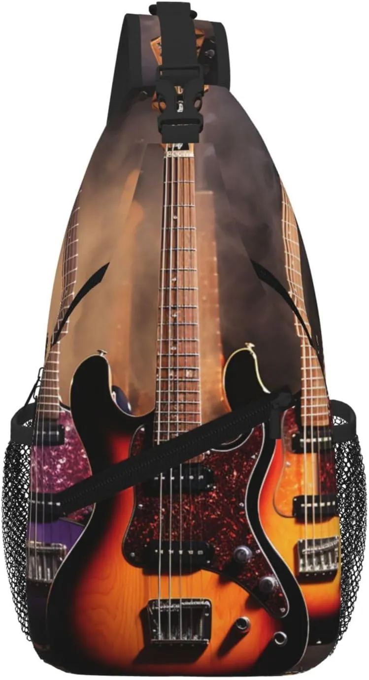 Cool Electric Guitar Sling Bag For Women Men Travel Hiking Backpack Crossbody Shoulder Chest Bags Casual Daypack