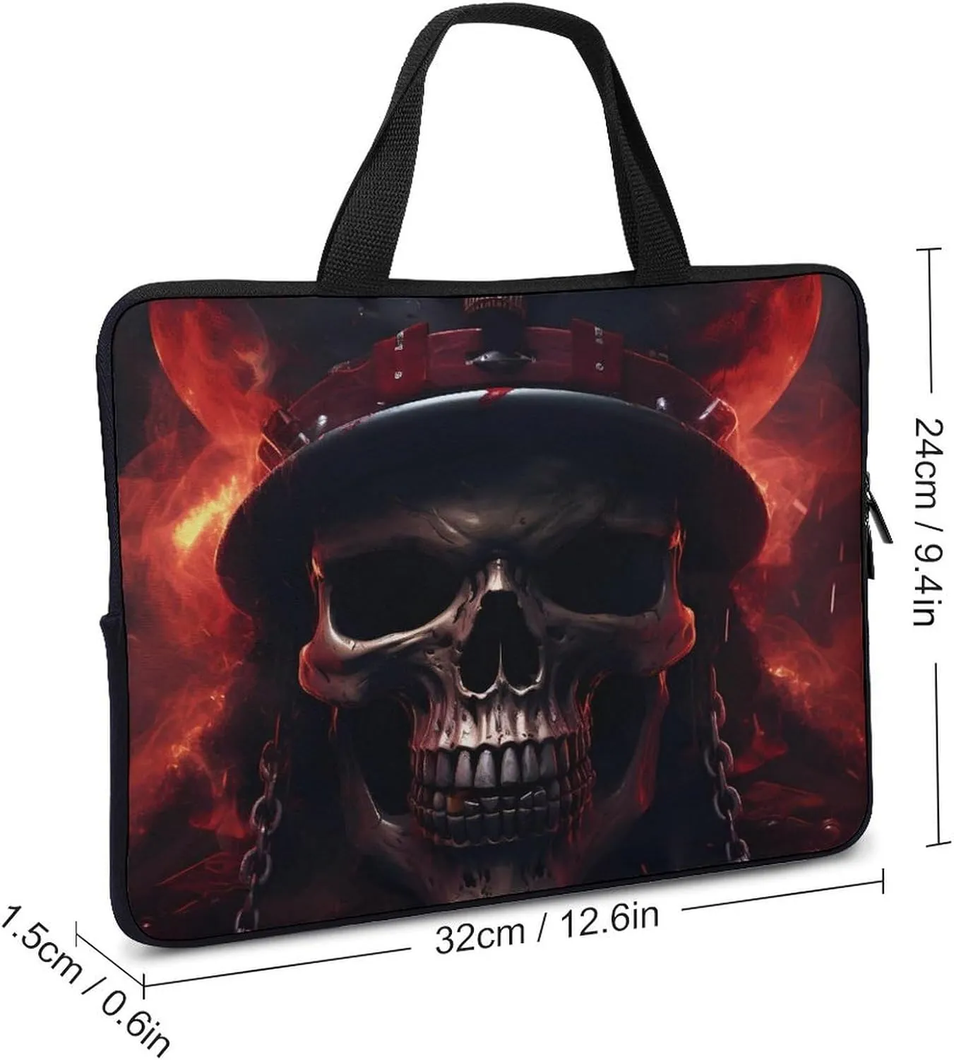 Cool Flaming Skull Laptop Bag Lightweight Computer Bag Laptop Carrying Case Handbag for Work Business