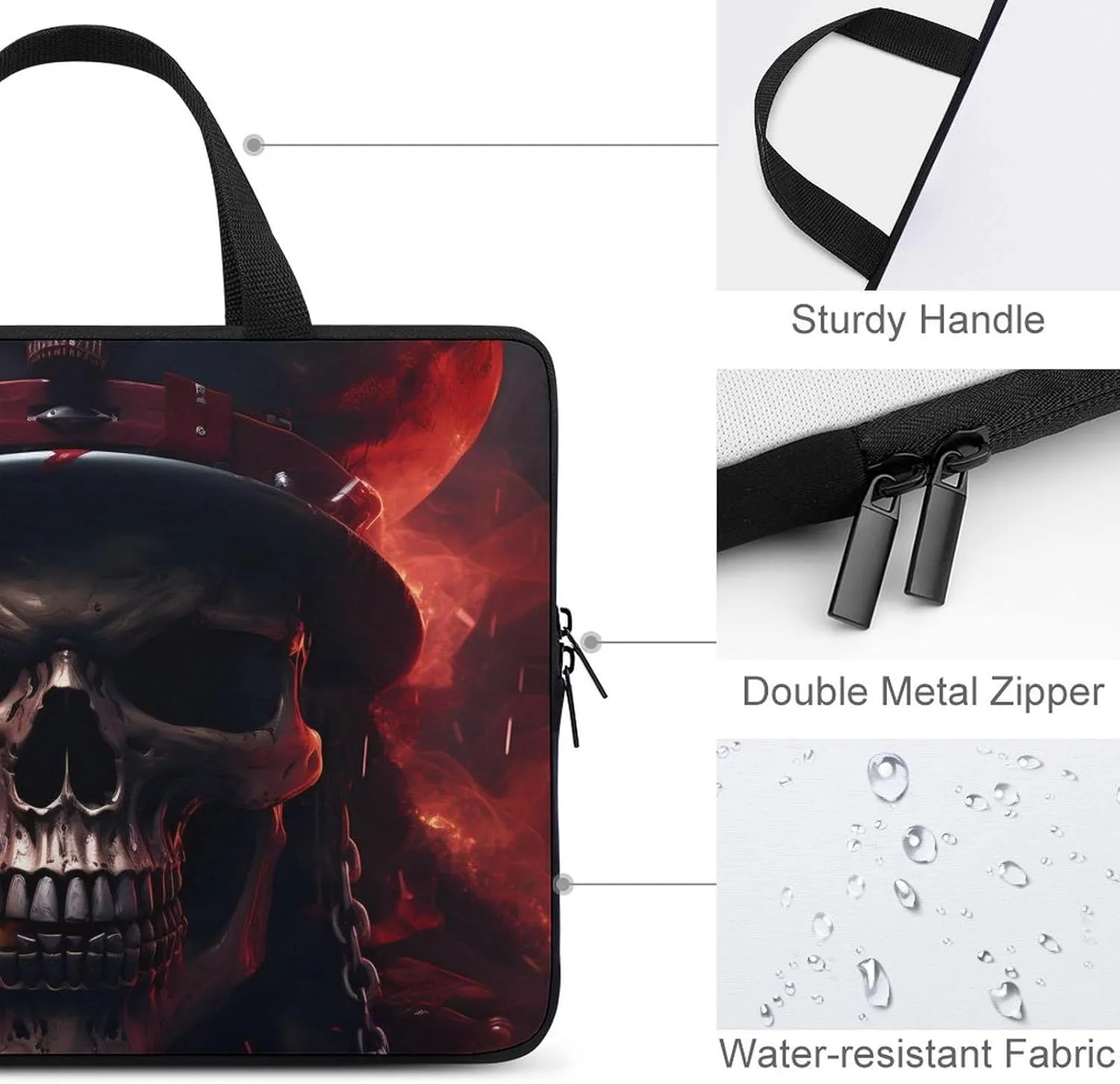 Cool Flaming Skull Laptop Bag Lightweight Computer Bag Laptop Carrying Case Handbag for Work Business