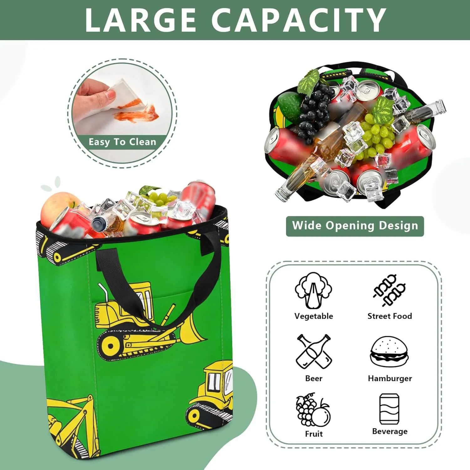 Cooler Bags Romantic Panda Valentine Cupcake Insulated Bags for Travel 36 Cans Soft Insulated Tote Backpack for Travel
