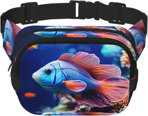 Coral Reef Fish Aquarium Fanny Pack Adjustable Crossbody Bag Large Waist Bag Travel Belt Bag Unisex Bum Bag