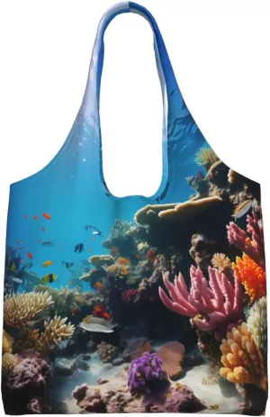 coral reef Printed canvas bag-suitable for shopping bags, fashionable women's bags