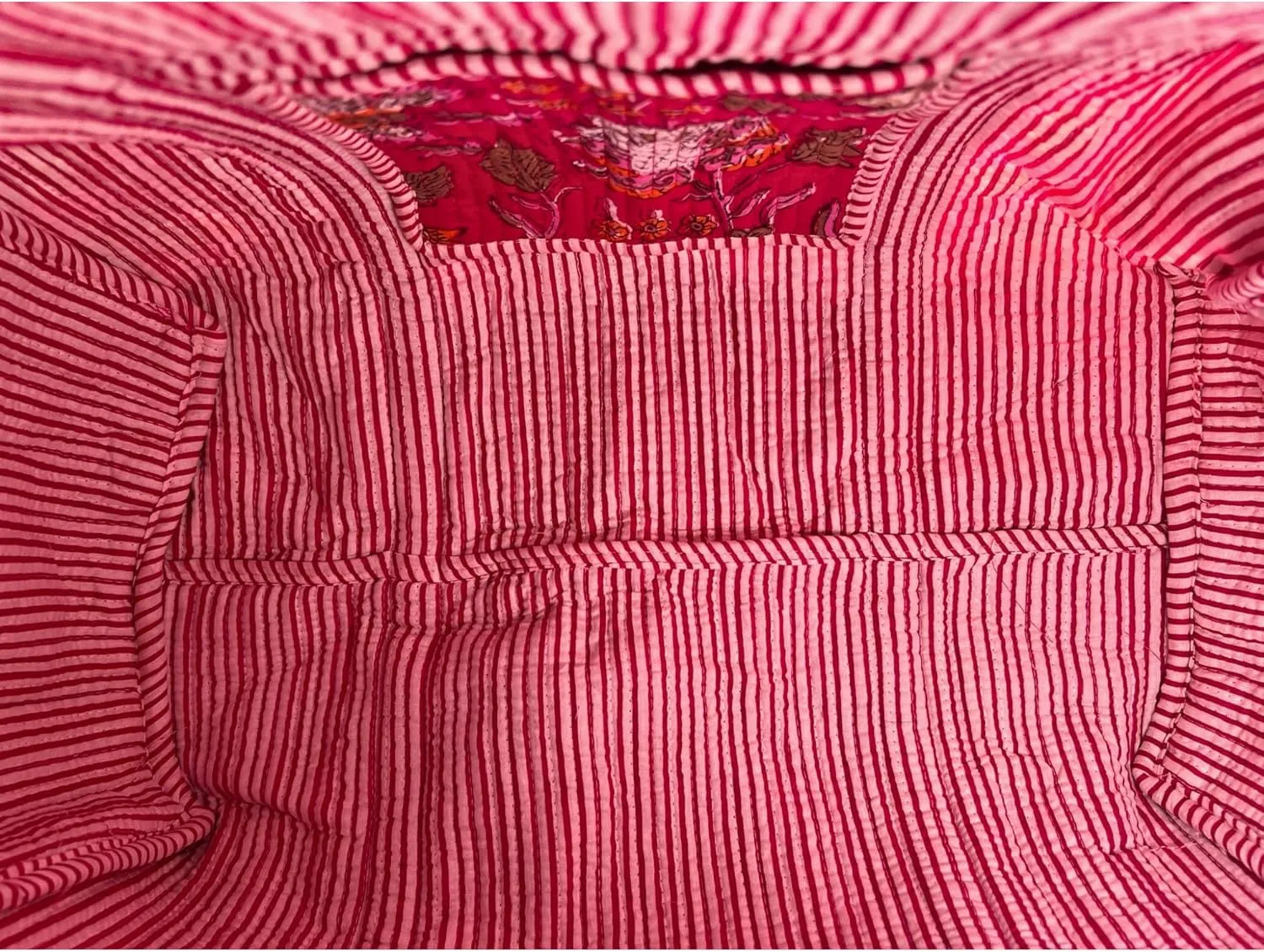 Cotton Weekender Duffel Bag- Hand Block Printed Travel Bag (Blossom Pop)