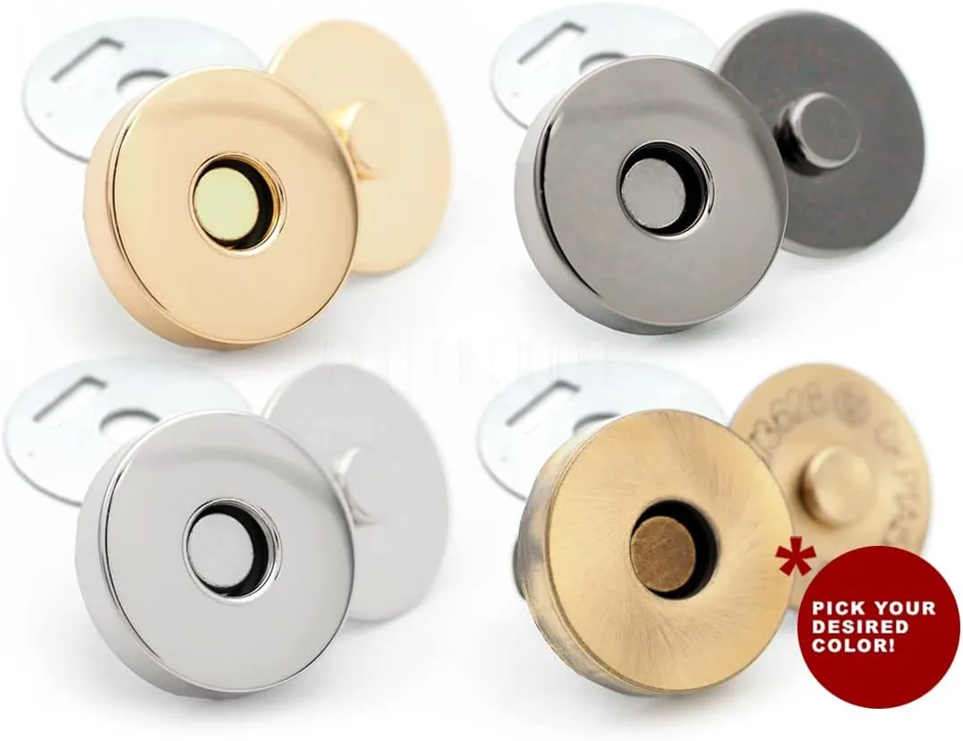 CRAFTMEMORE Magnetic Snap Buttons Quality Strong Clasp for Purse Sewing Handbags Closures 6 Pack MNL (18mm, Gold)