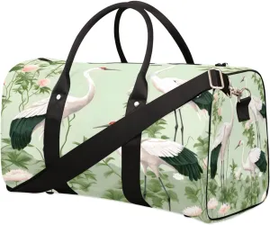 Crane Duffel Bag Sport Gym Duffle Bag Aesthetic Animal Crane Travel Bag Waterproof Weekender Overnight Tote Bag Foldable Carry on Bag Training Shoulder Bag for Women Men