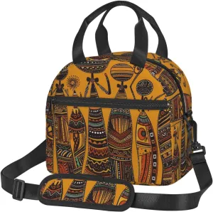 Creative African Culture Lunch Bag With Adjustable Shoulder Strap Reusable Insulated Lunch Box Leakproof Waterproof Cooler Tote Bag For Work Office Picnic